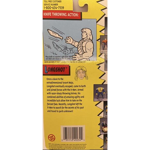 1993 Marvel The Uncanny X-Men Longshot Throwing Action Figure Toy Biz 4923 NOS - Picture 4 of 6